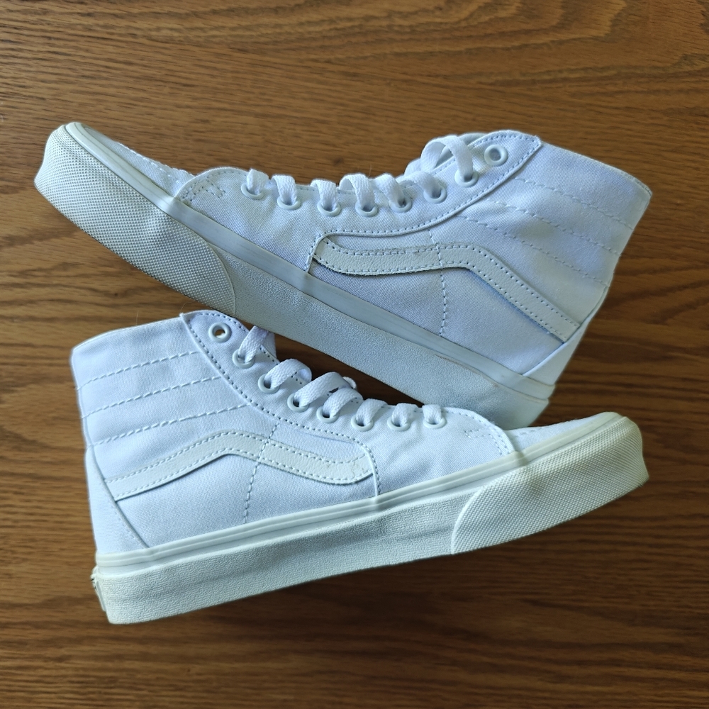 White Vans Sk8-Hi Shoes Size 8 - Picture 2 of 5